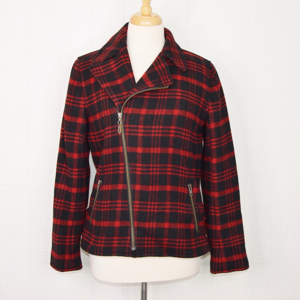 J. McLaughlin Red and Black Plaid Jacket